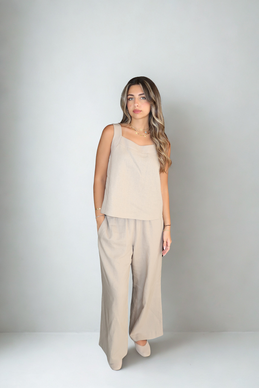 NAYA NATURAL LINEN SLEEVELESS TOP