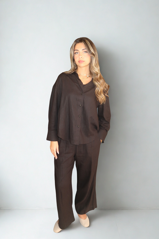 NAYA BLACK LINEN RELAXED PANT