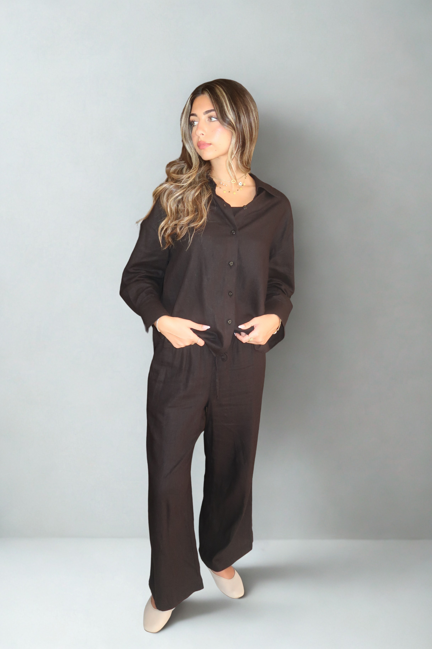 NAYA BLACK LINEN BLOUSE