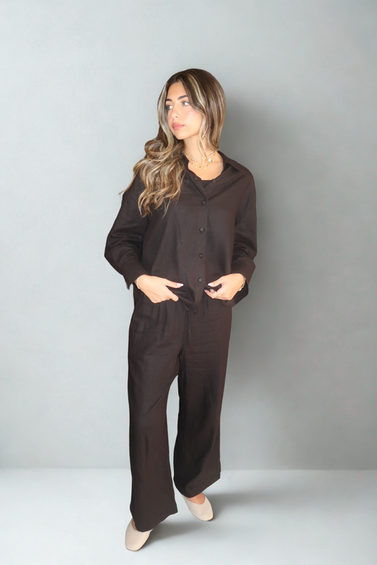 NAYA BLACK LINEN BLOUSE