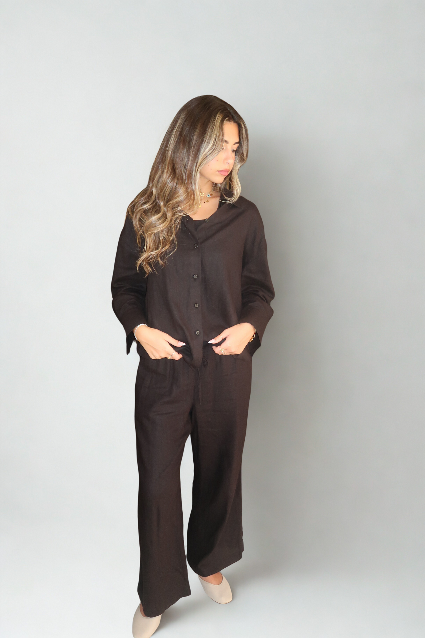 NAYA BLACK LINEN BLOUSE