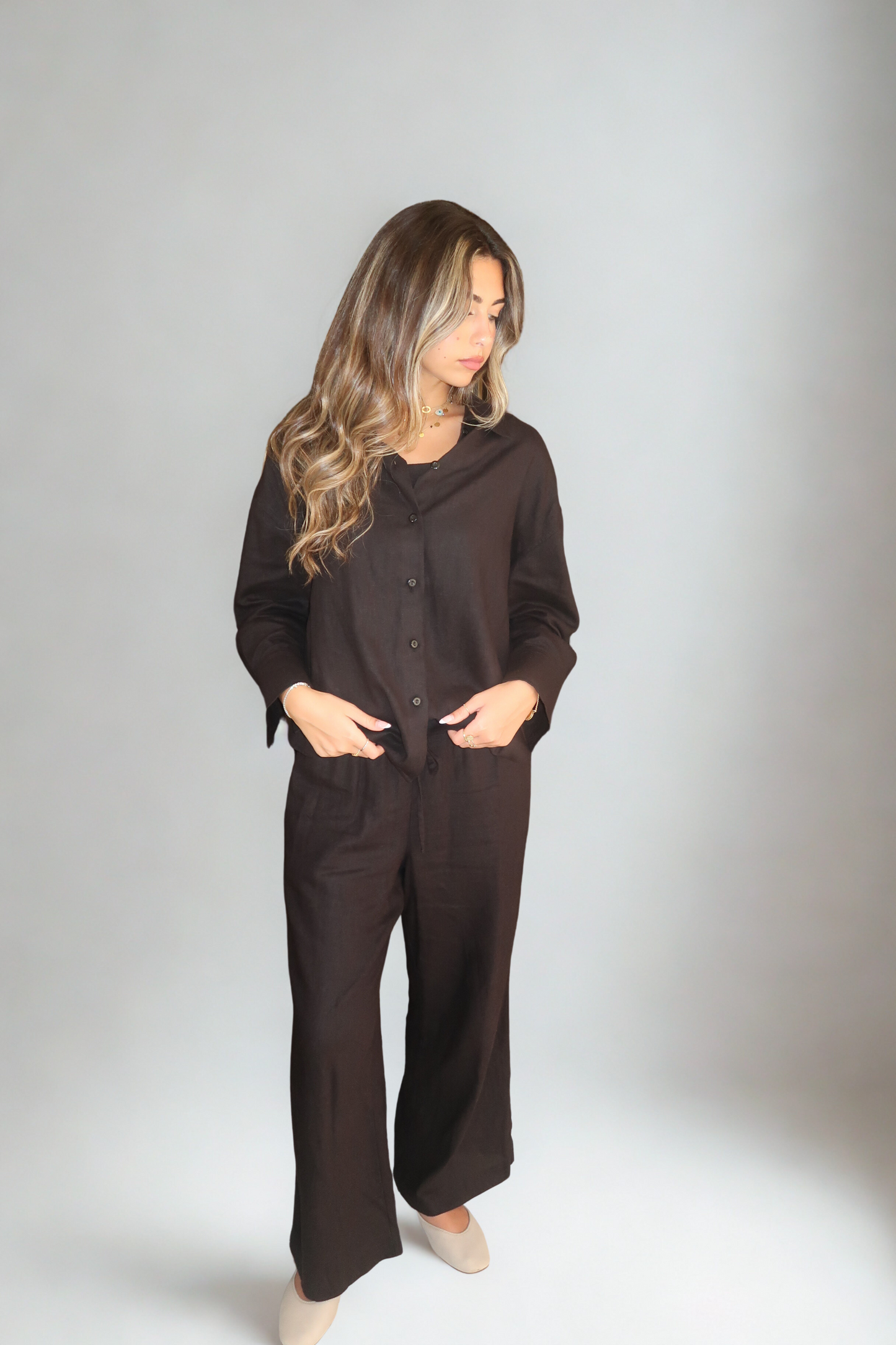 NAYA BLACK LINEN RELAXED PANT