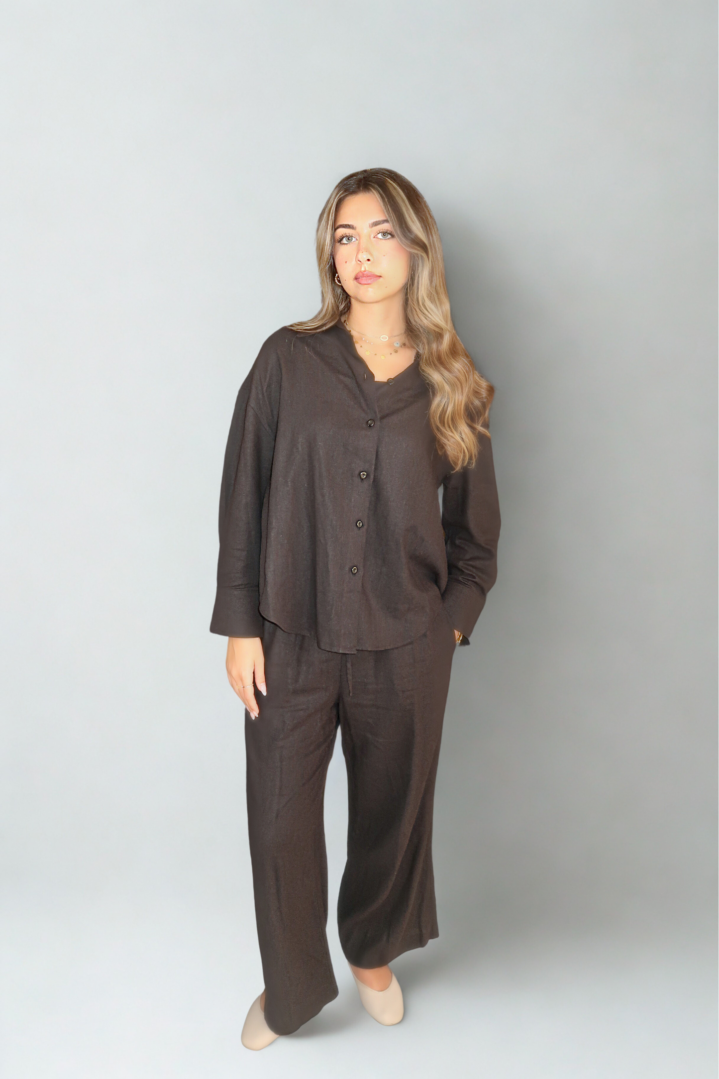 NAYA BLACK LINEN BLOUSE
