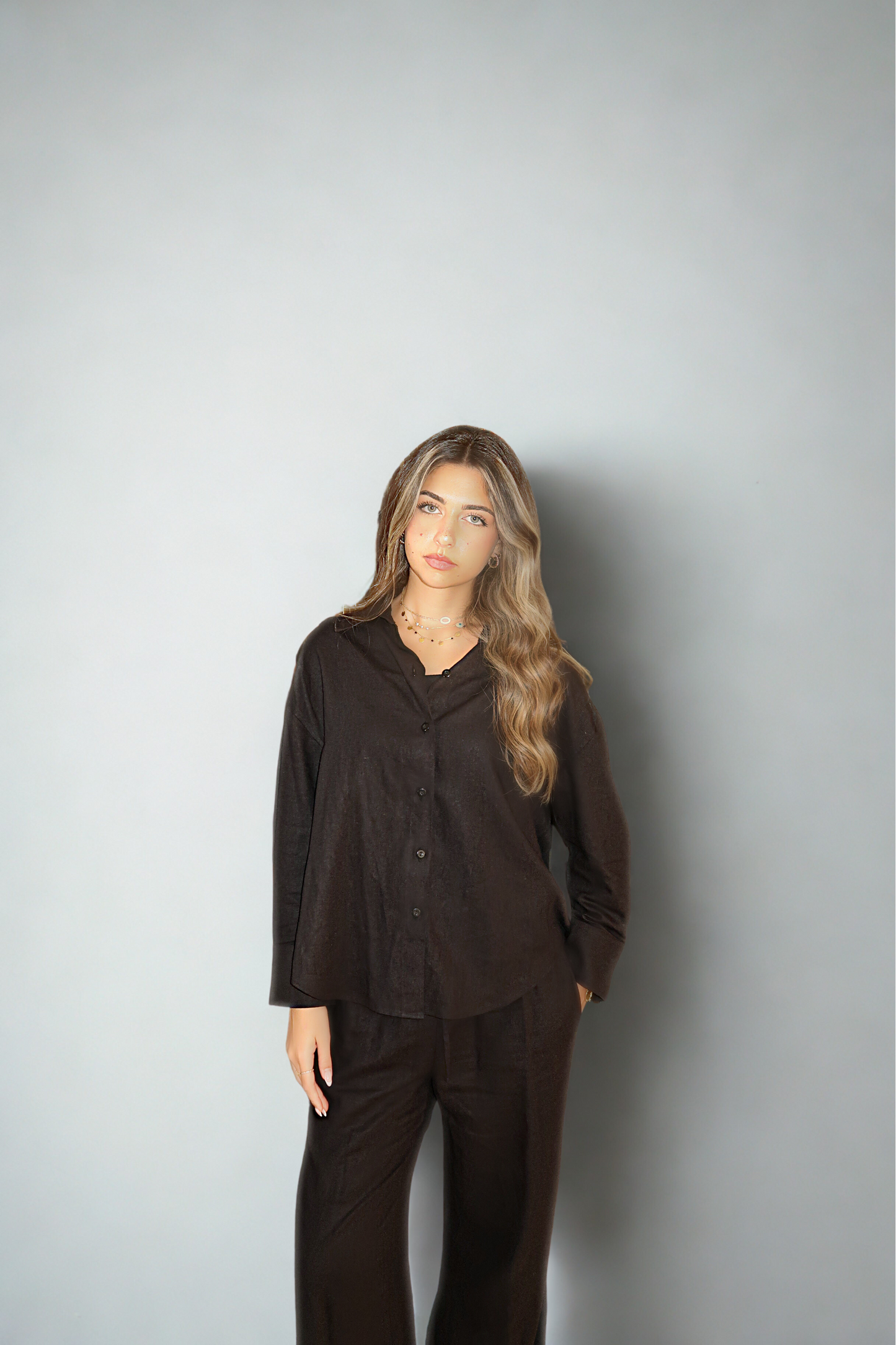 NAYA BLACK LINEN BLOUSE