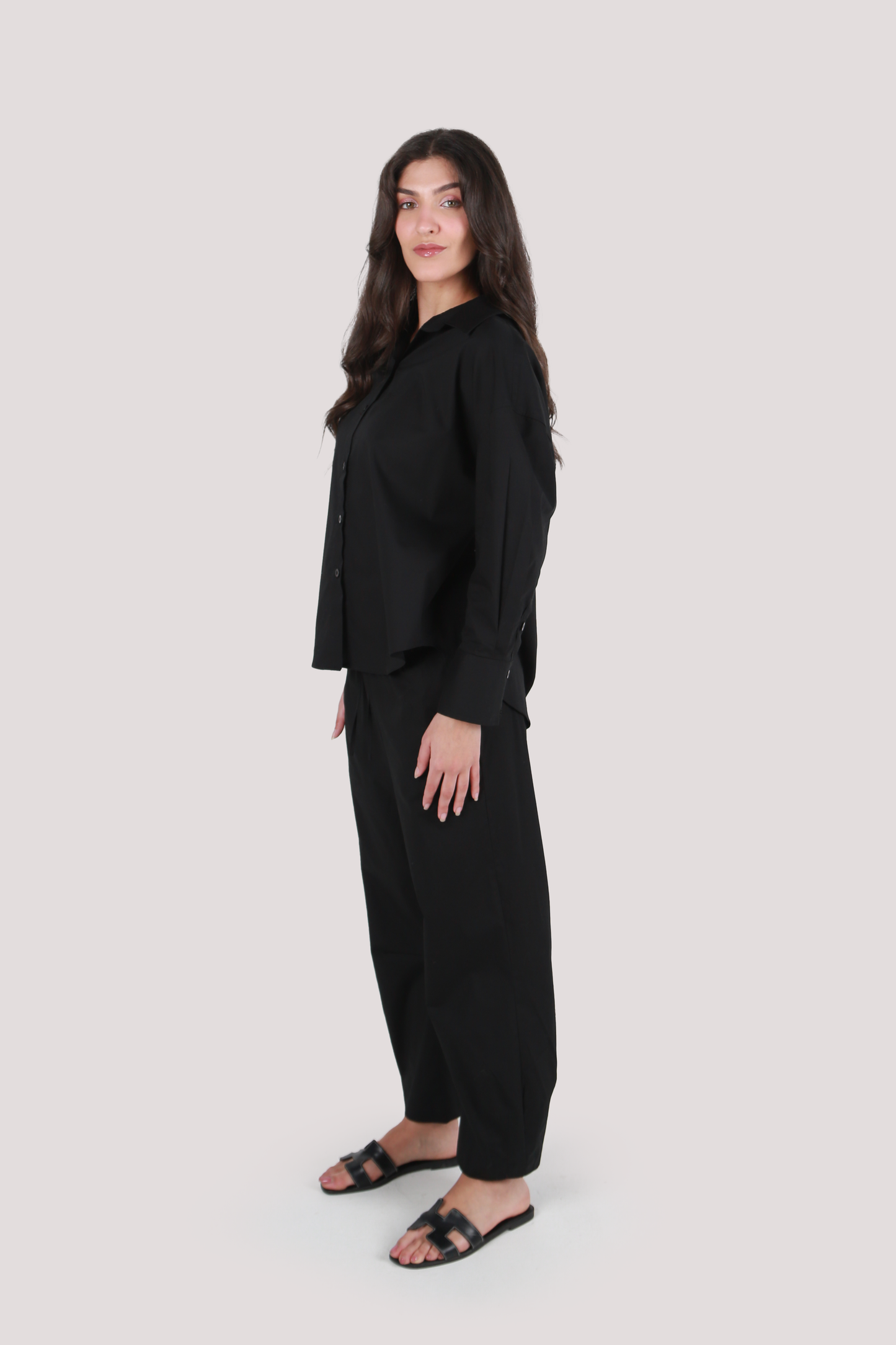 AELA NOIR POPLIN BLOUSE