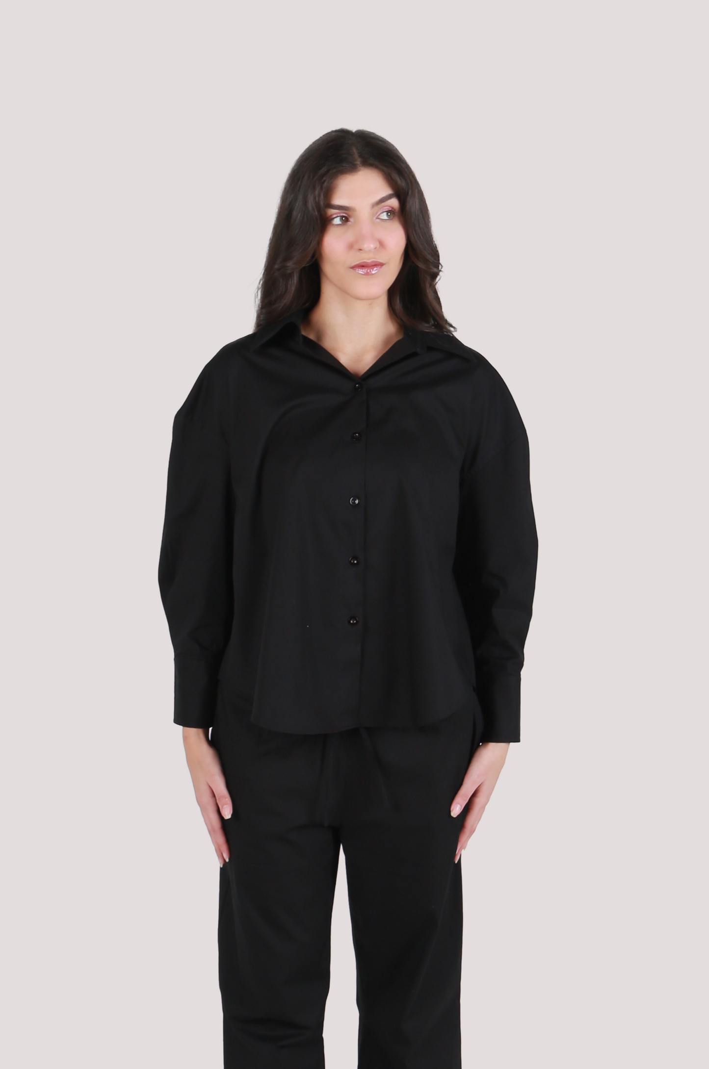 AELA NOIR POPLIN BLOUSE