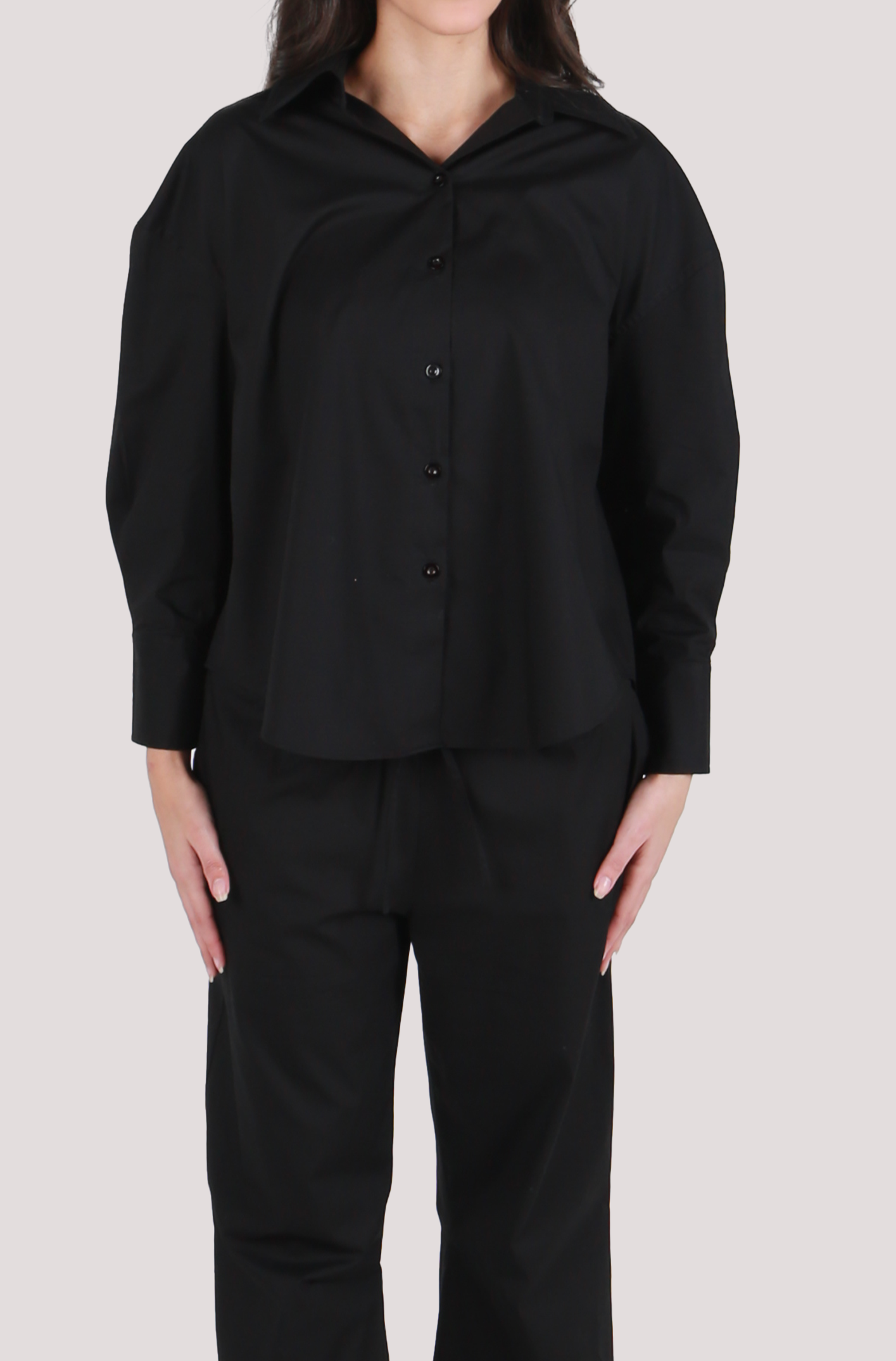 AELA NOIR POPLIN BLOUSE