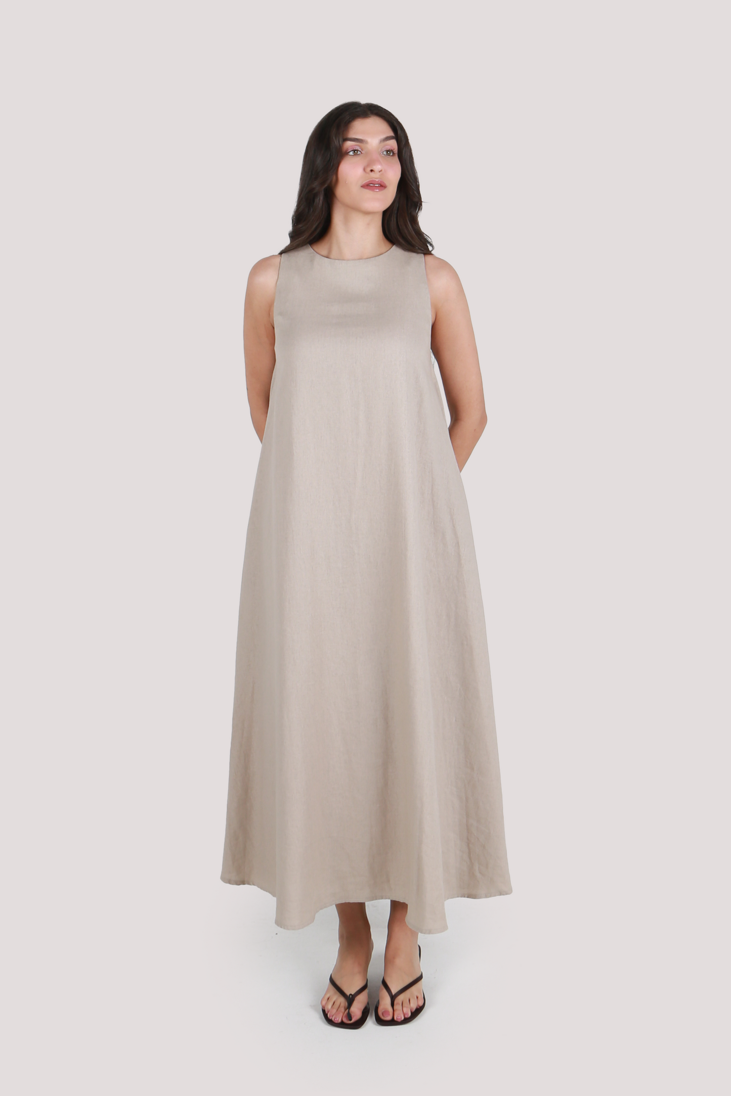 MILA NATURAL LINEN MAXI DRESS