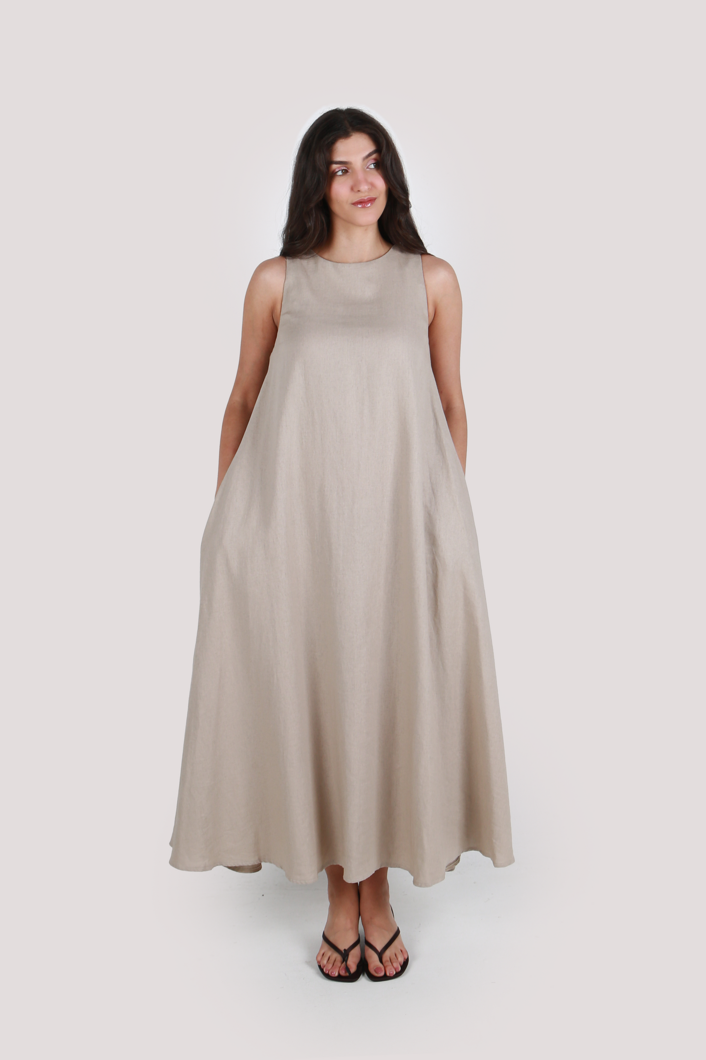 MILA NATURAL LINEN MAXI DRESS