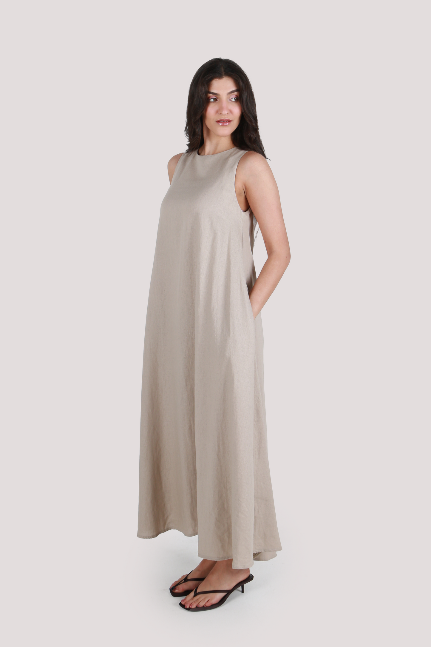 MILA NATURAL LINEN MAXI DRESS