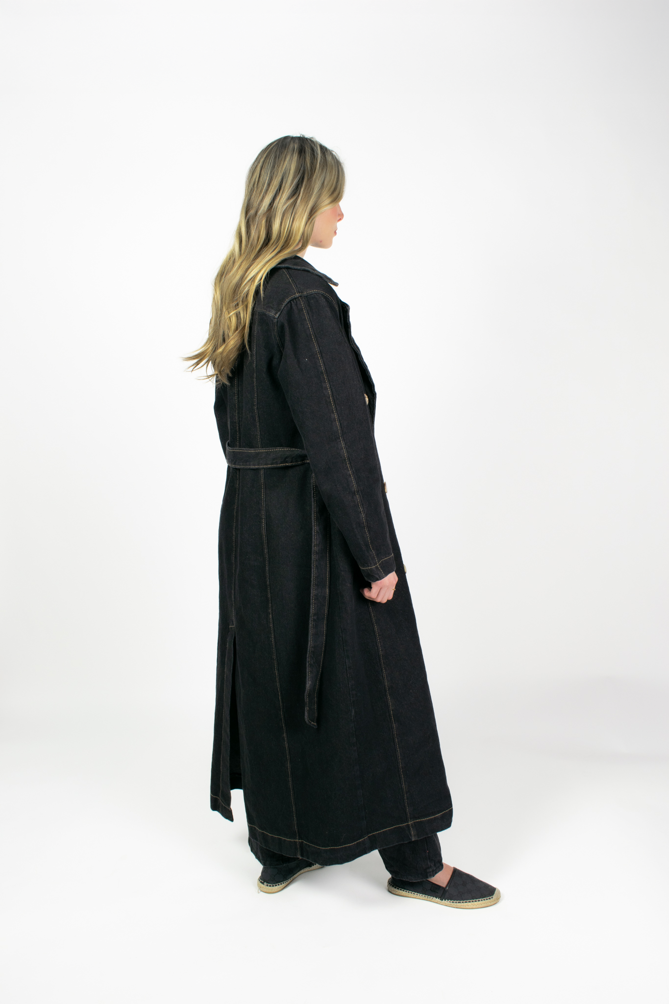 COLE NOIR DENIM TRENCH COAT