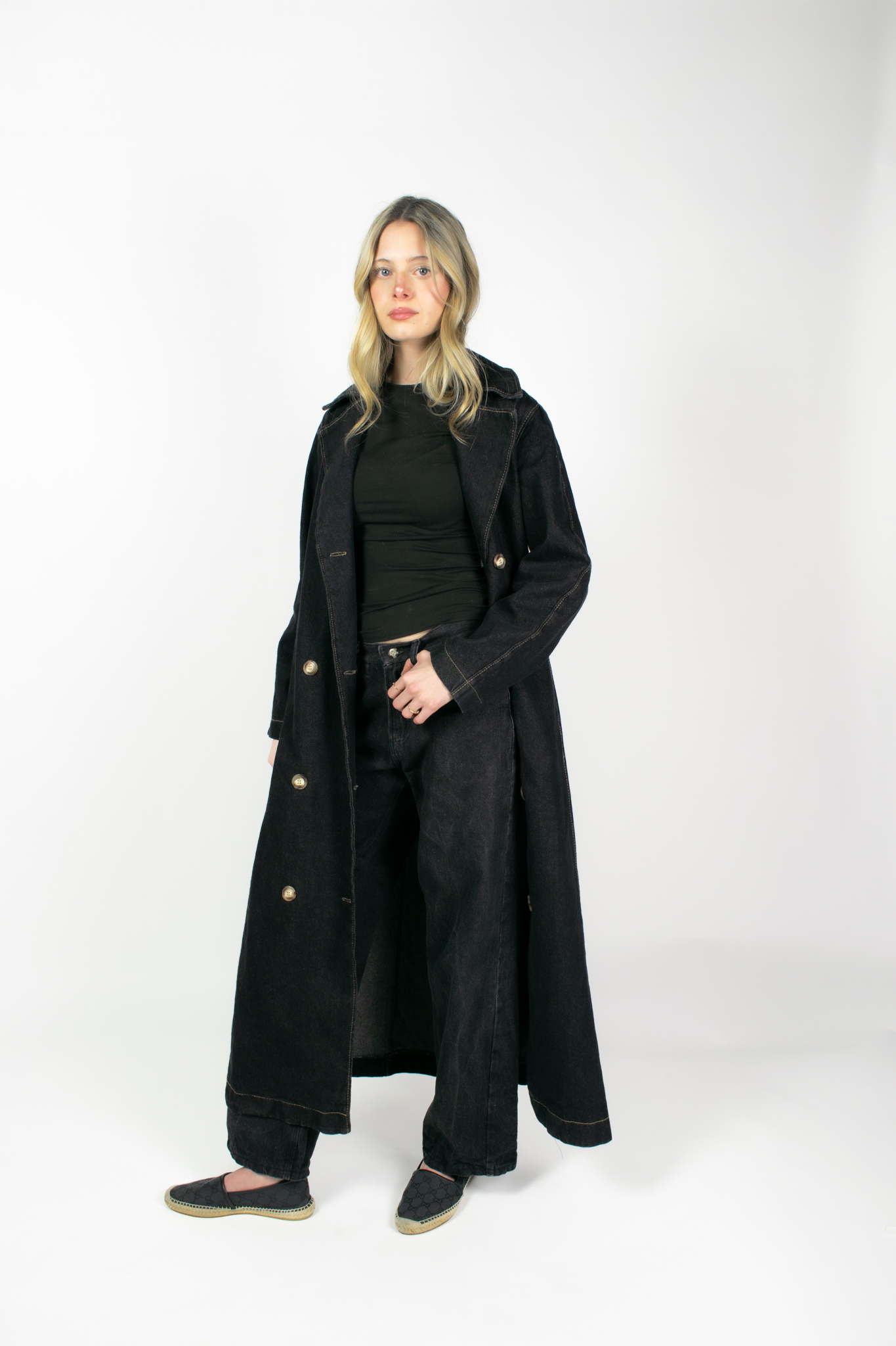 COLE NOIR DENIM TRENCH COAT