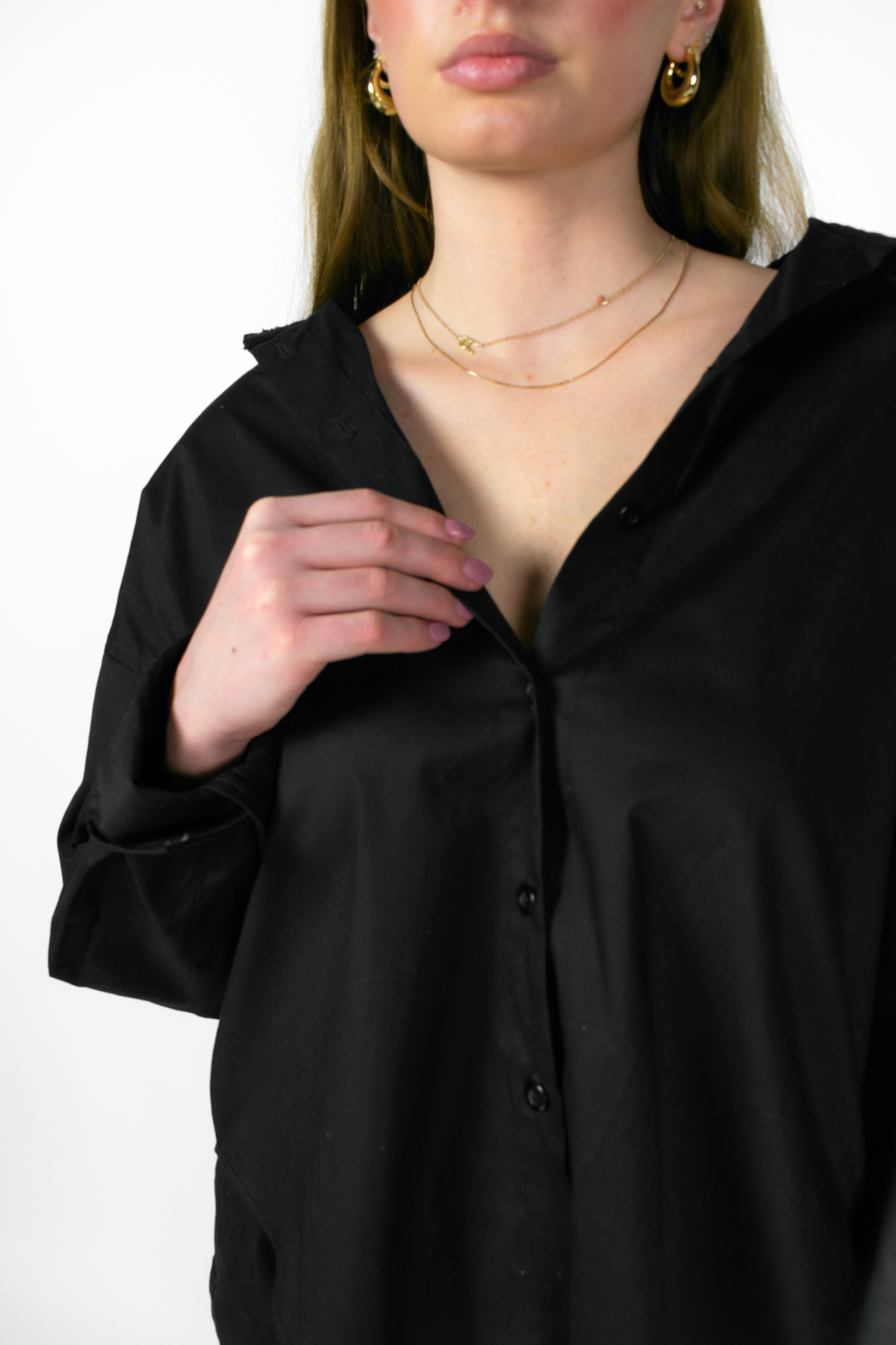 AELA NOIR POPLIN BLOUSE